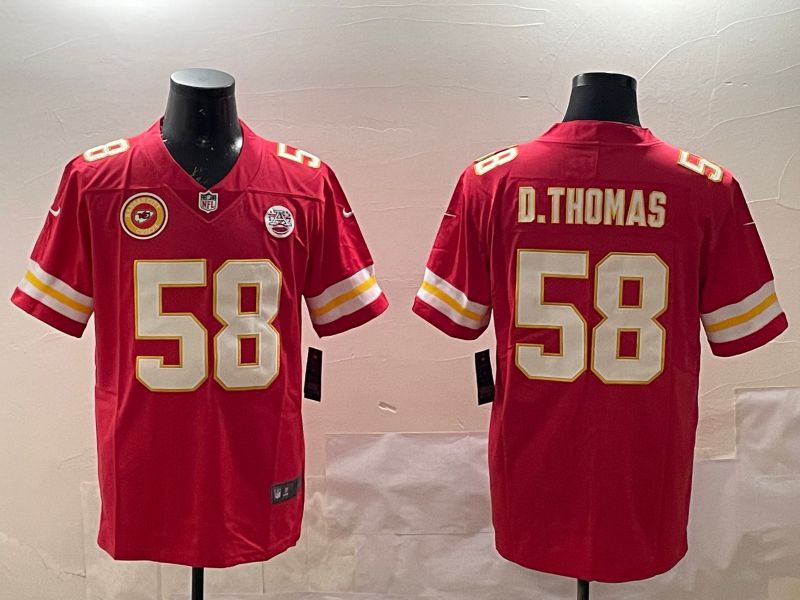 Men Kansas City Chiefs #58 D.Thomas Red Second generations 2025 Nike Limited NFL Jersey style 6